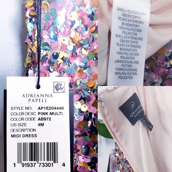 New ADRIANNA PAPELL Shiny Trumpet Holiday Dress - Picture 6 of 11